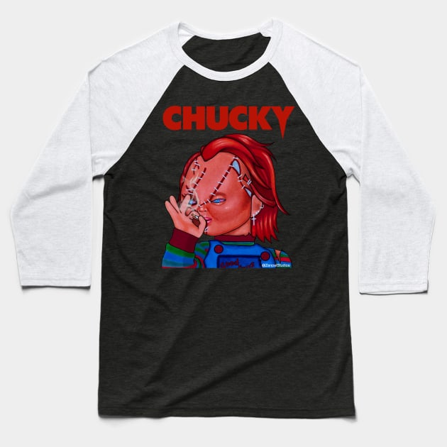 Chucky Baseball T-Shirt by Zenpaistudios